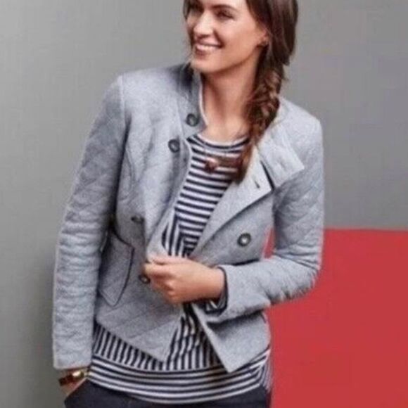 CABI QUILTED Cotton Knit Double Breasted Military Inspo Cropped Jacket  #3182 - Picture 5 of 8